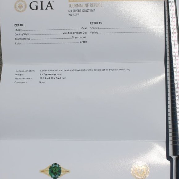 GIA Chrome Tourmaline 2.80ct Solid 22K Gold Ring - Picture 10 of 10